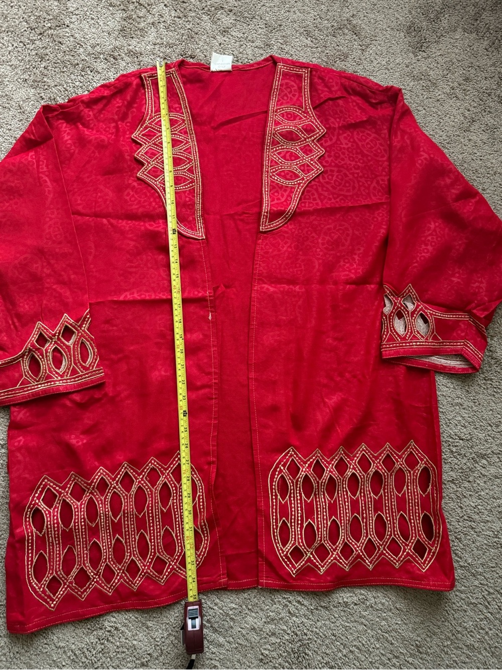 Embroidered Red Open Jacket - Picture 7 of 9